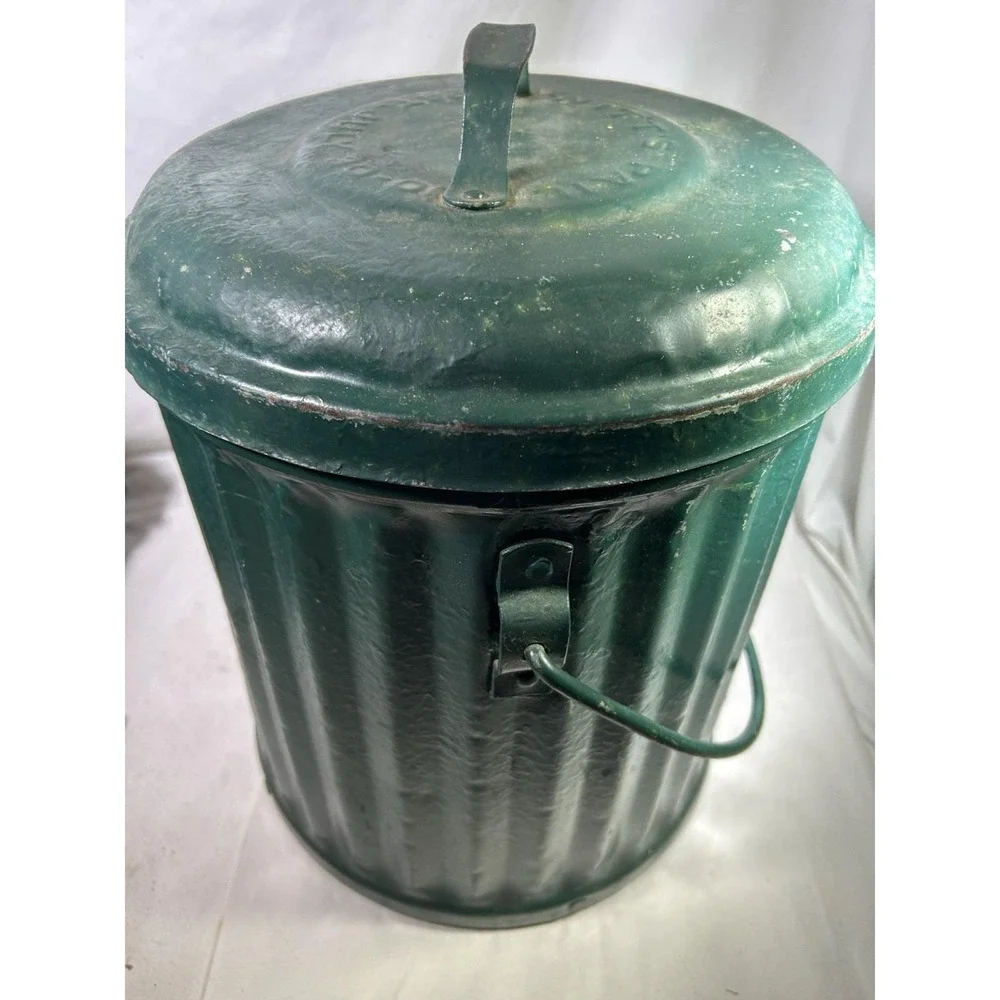 Vintage Ash Trash Waste Can Witts Pail Handle Galvanized Garage Shop Rag